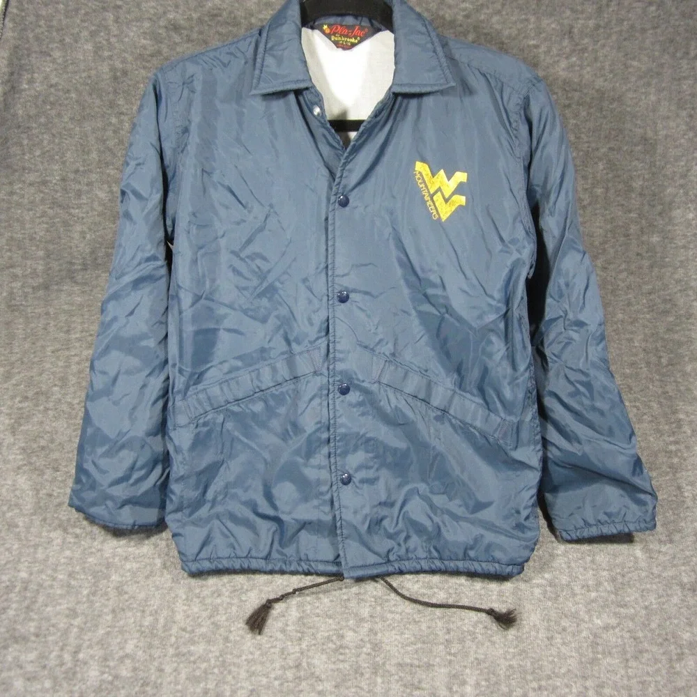 Vtg West Virginia Mountaineers Jacket Womens L Windbreaker Zip WVU Dunbrooke USA